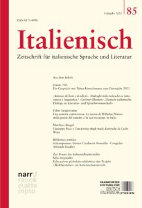Titelseite der Zeitschrift "Italienisch. Zeitschrift für italienische Sprache und Literatur", Nr. 85, Frühjahr 2021