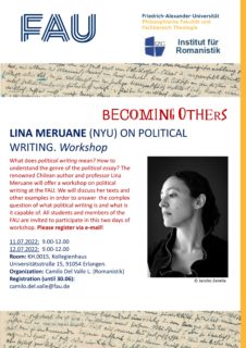 Zum Artikel "Becoming Others, Workshop: Lina Meruane (NYU): On Political Writing"