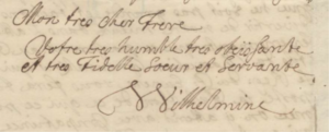 Aufnahme Ausschnitt aus einem Brief Wilhelmines von Bayreuth an Friedrich den Großen